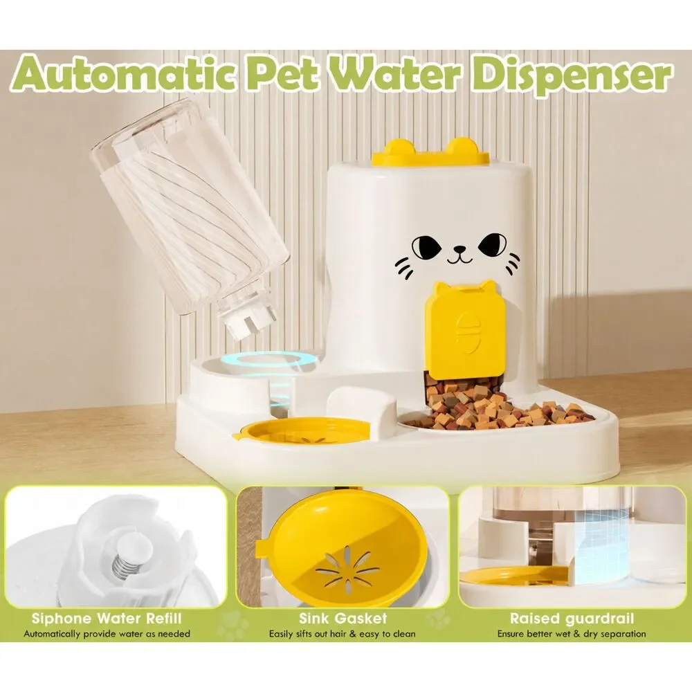 New In Box - 2-In-1 Automatic Cat Food and Water Dispenser - Yellow